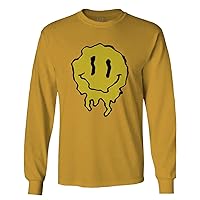 Funny Happy face Melted EDM Rave Trippy Party Festival Long Sleeve Men's