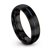 Tungsten Carbide Wedding Band Ring 6mm for Men Women Green Red Blue Purple Black Copper Fuchsia Teal Center Line Dome Brushed Polished