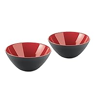 Guzzini My Fusion Black Exterior and Red Interior Acrylic Bowl, Set of 2