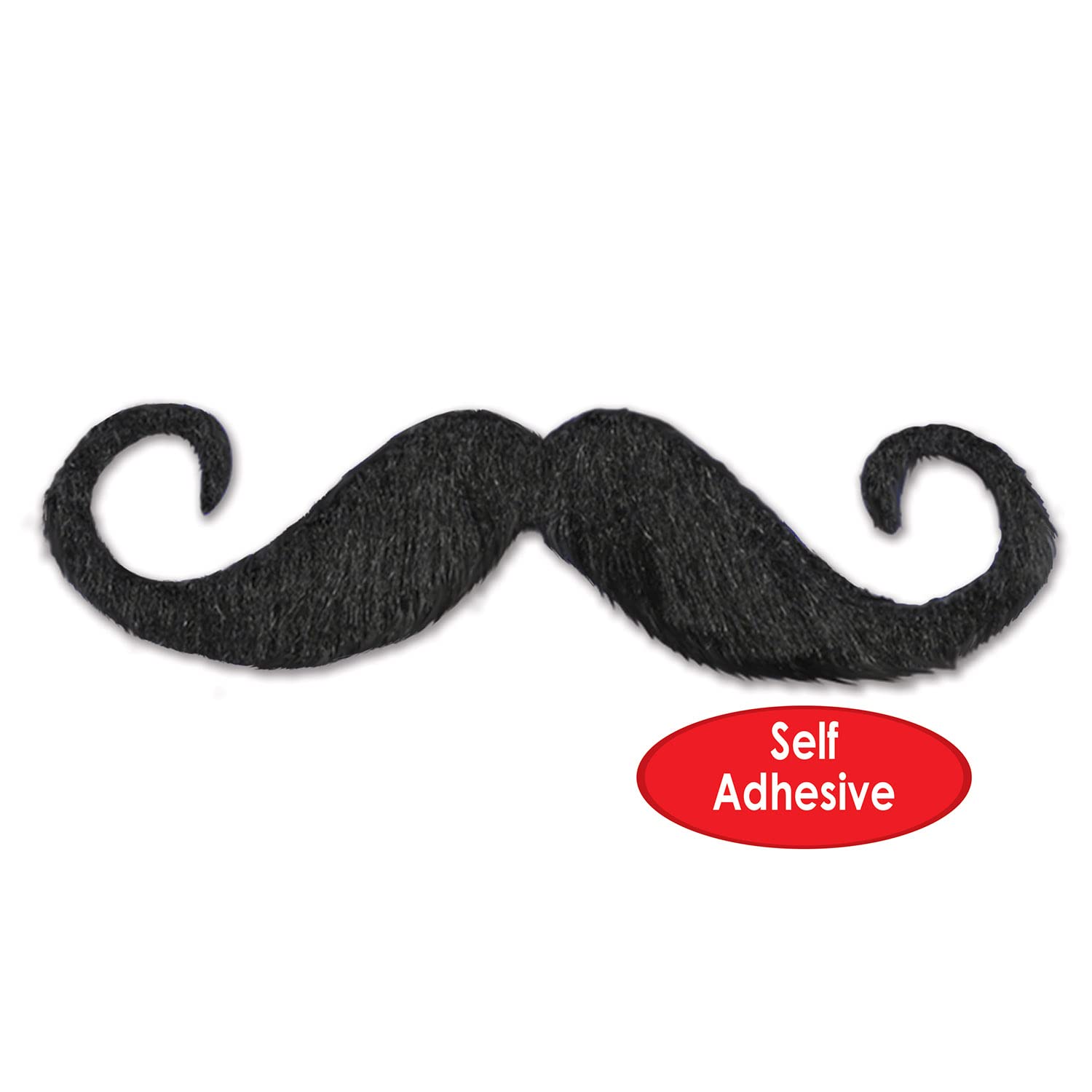 Beistle Handlebar Hairy 'Stache with Self Adhesive Tape, 5-Inch, Black