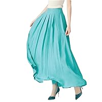 Womens Gothic Stripe En8 Silk Skirts Office Ladies Simple Side Zipper Solid A-Line Long Skirt