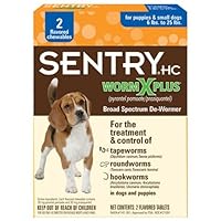 Sentry Worm X Plus 7 Way De-Wormer Treats and Controls for Dog Puppies 6 count Small