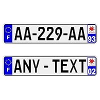 Custom Text French License Plate, Novelty French Auto Tag, Personalized, NOT Embossed Aluminum European License Plate Made in USA