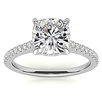 Moissanite and Sterling Silver Anniversary Ring, 1.5ct Cushion Cut, Wedding Band
