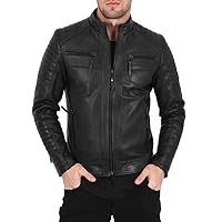 Mens Genuine Leather Biker Jacket Brown| Vintage Distressed Lambskin Motorcycle Jackets for Men