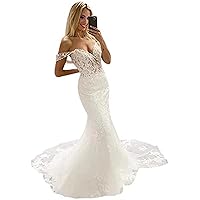 Lace up Corset Mermaid Wedding Dresses for Bride 2022 Off Shoulder Appliques Bridal Ball Gowns Train