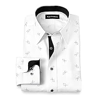 Paul Fredrick Men's Tailored Fit Non-Iron Cotton Houndstooth Print Dress Shirt