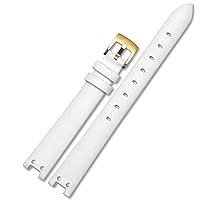 Genuine Leather Watch Strap for Anne Klein Watchband Notch AK Girl Simple Elegant Belt Small Dial Retro Watch Band 12mm White (Color : White-Gold, Size : 12mm)