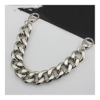 Replacement Cross Body Handbag Chain in 3 Colors 22mm Thick Aluminum Chain Bag Strap Bag Parts, Handbag Strap Bag (Color : Silver 43.3 inches (110 cm), Size : 1 piece)