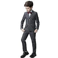 Boys' Double Breasted Two-Piece Suit Classic Fit Formal Dress Set