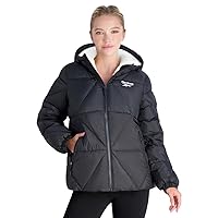 Reebok Women’s Sherpa Lined Quilted Winter Puffer Coat Black Size S