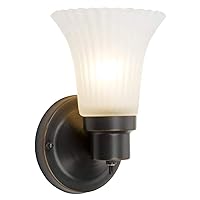 Design House 505115 Village 1-Light Indoor Dimmable Wall Sconce Frosted Flute Glass with Twist On/Off Switch for Bathroom Bedroom Hallway, 8.25
