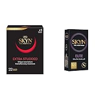 SKYN Extra Studded 22 Count Ultra Thin Natural Feel Condoms with SKYN Elite 10 Count Lubricated Premium Polyisoprene Condoms