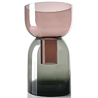 Cloudnola Reversible XL Glass Flower Vase and Bud Vase, Smoke Grey and Pink, 13.1