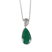 925 Sterling Silver Plated Pear Green Onyx Wedding Pendant Gemstone Jewelry