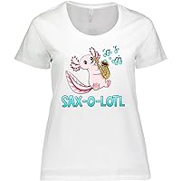 inktastic Sax-o-lotl- Axolotl with Saxophone Women's Plus Size T-Shirt