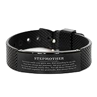 Stepmother Gift. Sentimental Gifts for Family. Stepmother, Words can't express my gratitude. Appreciation Gifts, Black Shark Mesh Bracelet for Stepmother