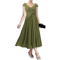 Oliva Green Dress Mother of The Bride Dresses Tea Length Party Wedding Guest for Women Wedding Guest