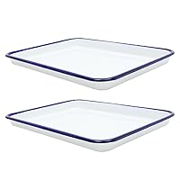 BESTOYARD 2pcs Enamel Baking Pan Pizza Oven Pan Wear-resistant Baking Tray Pie Oven Pan Oven Tray for Kitchen Oven Tray for Restaurant Roasting Pan Enamel Cookware Pancake Oven Pan Pie Pans