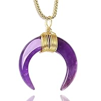 MAIBAOTA Crescent Moon Necklace for Women Moon Pendant Jewelry Spiritual Witchy Gemstone Necklace Crystal Stone Necklaces