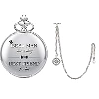 SIBOSUN Best Man for Wedding or Proposal - Engraved Best Men Pocket Watch Pocket Watch Albert Chain T Bar & Lobster Clasps Watch Chain Vest Chain
