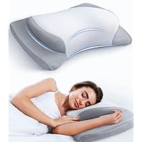 8X Support Side Sleeping Pillow for Neck Pain Relief, Adjustable Cervical Fit Shoulder Perfectly, Ergonomic Contour Memory Foam Pillows with Armrest Area, Bed Back Stomach Grey Queen