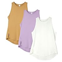 icyzone Women's Racerback High Neck Athletic Tank Tops for Workout Yoga Running (Pack of 3)