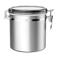 ENLOY 165oz Stainless Steel Airtight Canister for Kitchen, Large Flour Coffee Bean Tea Cereal Sugar Cookie Metal Food Storage Canisters with Clear Lid and Sturdy Locking Clamp