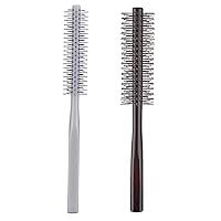 Short Hair Styling Bundle: Small Mini Round Brush & 1.3 Inch Quiff Roller - Ideal for Blow Drying, Styling, Curling, and Volumizing Thin Hair and Bangs