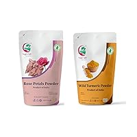 YOGI’S GIFT – Celebrating health Multi Pack | Rose Petal Powder + Wild Turmeric Powder Bundle For Face | 8 Oz Each