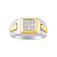 Rylos Mens Two Tone Diamond Role X Designer Style Ring 14K White Gold