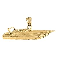 14K Yellow Gold Speed Race Boat Pendant