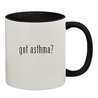 got asthma? - 11oz Ceramic Colored Handle and Inside Coffee Mug Cup, Black