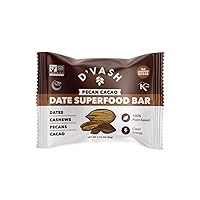 D'vash Date Superfood Bars - Dates, Cashews, Pecan , Cacao - 6-Pack, 100% Dates, No Added Sugar, Paleo, Non-GMO, Kosher