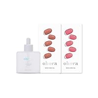 ohora Semi Cured Gel Nail Care (Easy Peel Remover, N Salmon, N Juliet) - The Rose Duo & Remover Set - Professional Salon-Quality Nail Care