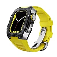Carbon fiber protective case For Apple watch 8 7 45mm Silicone watch strap high-end modification accessories For iwatch 6 5 SE 44mm