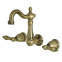 Kingston Brass KS1223AL 8-Inch Center Wall Mount Bathroom Faucet, Antique Brass