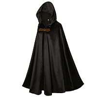 LMYOVE Men Hooded Cloak, Adult Medieval Renaissance Costume with Hood, Velvet Cape Halloween Dress Up