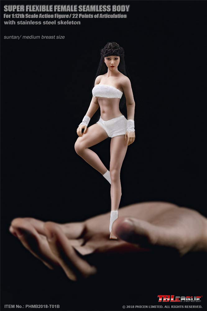 HiPlay 1/12 Scale Female Seamless Action Figures Set-Seamless Body+Head+Underwear-6 Inch Super Flexible Figure Body T01B(Suntan)