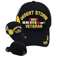 Desert Storm Veteran (Medal on Side) (Gold Letters) Baseball Cap (Black), Black, black