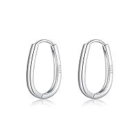 Reffeer 925 Sterling Silver Oval Hoop Earrings for Women Teen Girls Teardrop Hoop Earrings Minimalist Huggie Hoop Earrings