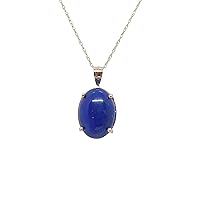 LAPIS lazuli Pendant/Necklace/Charm in 14k Yellow Gold 18 Inches Rope Chain. 14k Yellow Gold Oval Lapis Pendant. Real Oval Lapis Lazuli Stone.