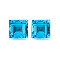 0.59-0.68 Cts of 4 mm AAA Square Step Cut Matched Pair (2 pcs) Loose Swiss Blue Topaz