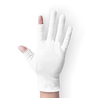 2 Pairs Cotton Gloves Touchscreen, White Gloves for Dry Hands, Cotton Gloves for Sleeping, Moisturizing Night Gloves, White Gloves 100% Cotton, Size M (2 Pairs)