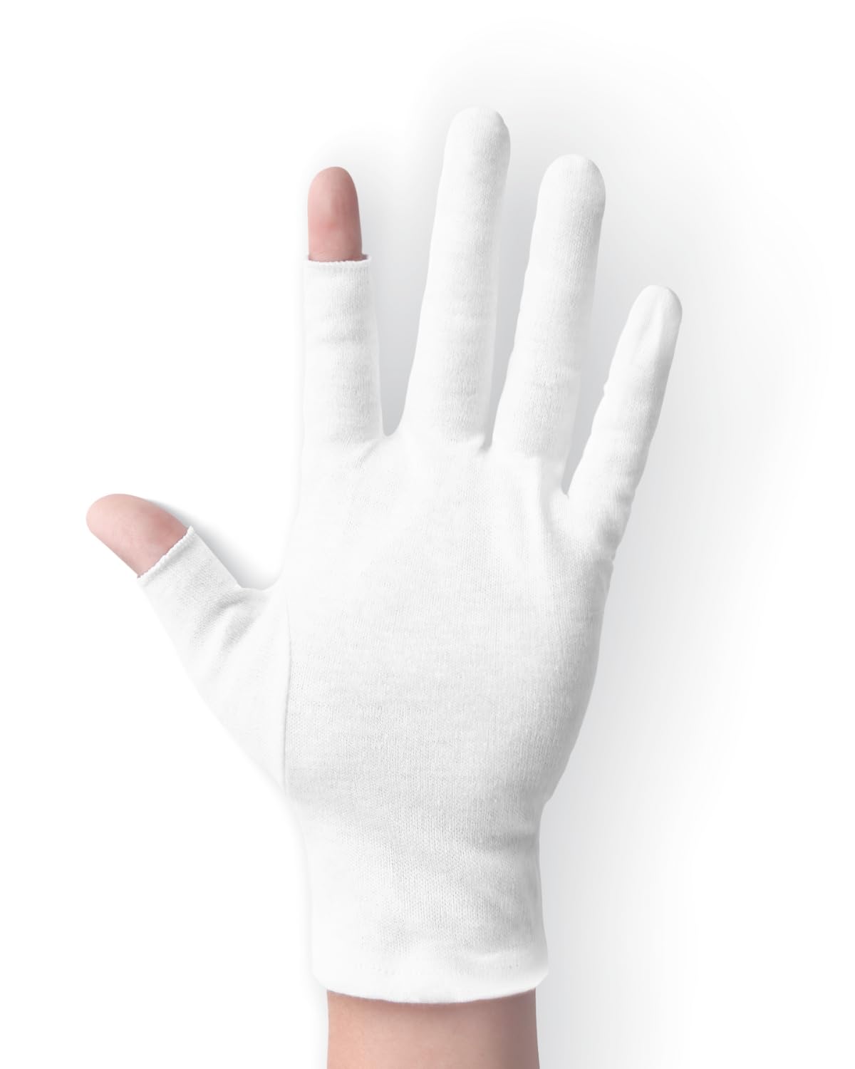 ANSMIO 2 Pairs Cotton Gloves Touchscreen, White Gloves for Dry Hands, Cotton Gloves for Sleeping, Moisturizing Night Gloves, White Gloves 100% Cotton, Size M (2 Pairs)
