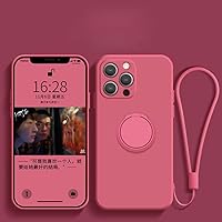 Silicone Magnetic Ring Holder Stand Case for iPhone 14 Pro Max 12 Pro 13 12 11 X XR XS Max 7 8 Plus SE Cover with Strap,Camellia Red,for iPhone 11ProMax