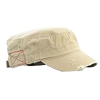 MG Distressed Washed Cotton Cadet Army Cap - Khaki