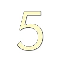 House Number 5 Futura Door Numbers in 3 Sizes (15, 20, 25cm / 5.9, 7.8, 9.8in) Modern Floating House Number Acrylic incl. Fixings Easy Seen, Colour:Ivory, Size:25cm / 9.8'' / 250mm