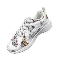 Children's Casual Shoes Fashion 3D Butterfly Simulation Print Shoes Flat Heel Shock Absorbing Durable Balance Walking to School Light Casual Shoes Leisure Outdoor Sports