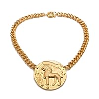 Vintage antique money style retro brass gold-plated lion three-dimensional relief Cuban chain brooch necklace